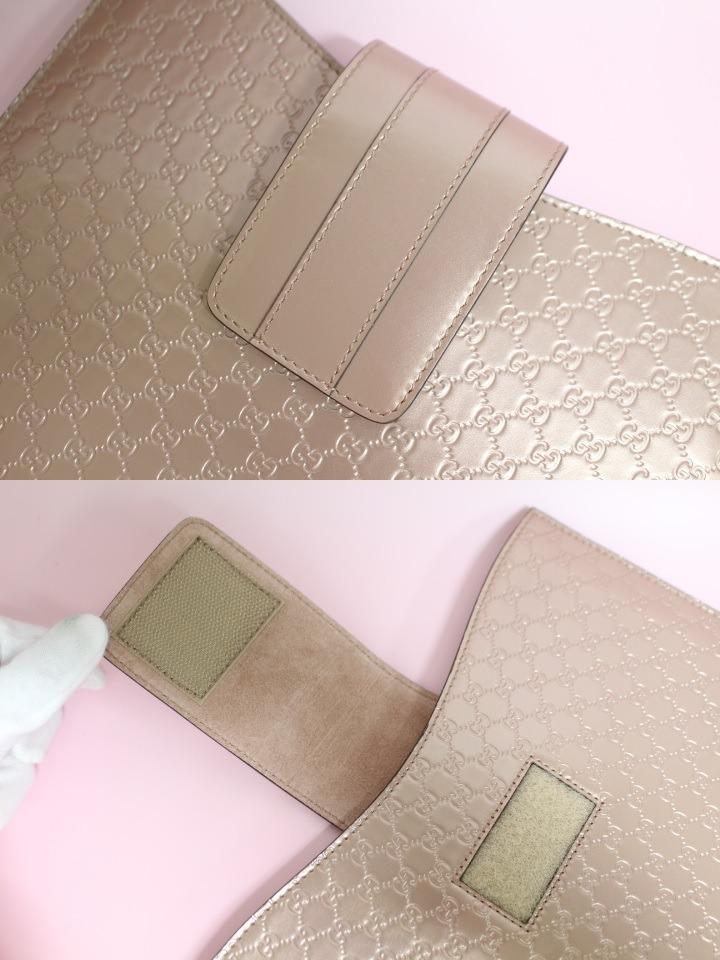 未使用◆グッチ 256575 iPadケース グッチシマ マイクロGG GUCCI メタリックライトピンクベージュ_画像6