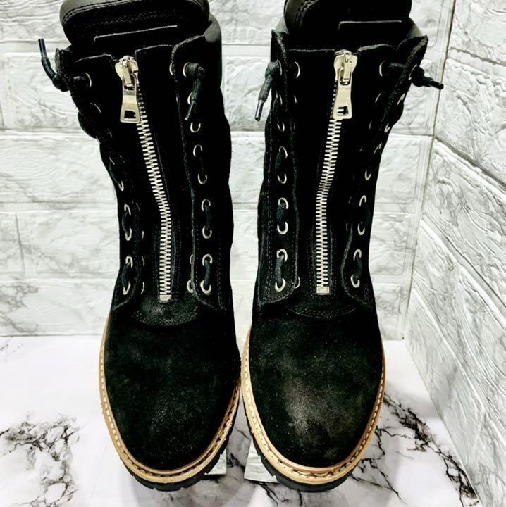 定価18万4百円】BALMAINスエードコンバットブーツ黒 25.0cm 40