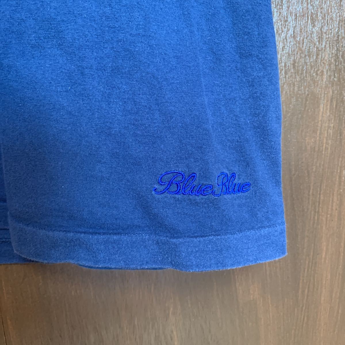 ハリウッドランチマーケット HRM H刺繍 VネックTシャツ　聖林公司 3　ネイビー　日本製 ブルーブルー_画像3