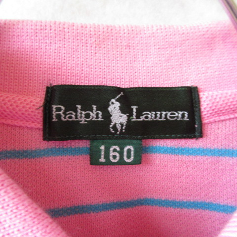 0 Ralph Lauren Ralph Lauren 90 period * polo-shirt one Point border old clothes * lady's XS corresponding Kids 160