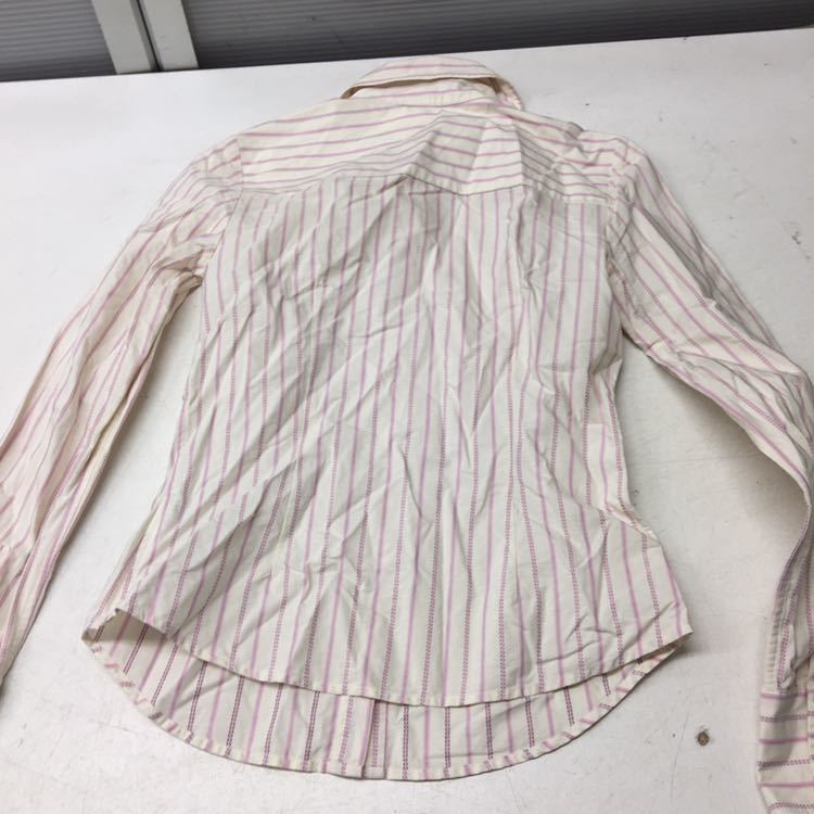  free shipping *TOMMY HILFIGER Tommy Hilfiger * long sleeve shirt stripe shirt * lady's size 4 #40530sj152