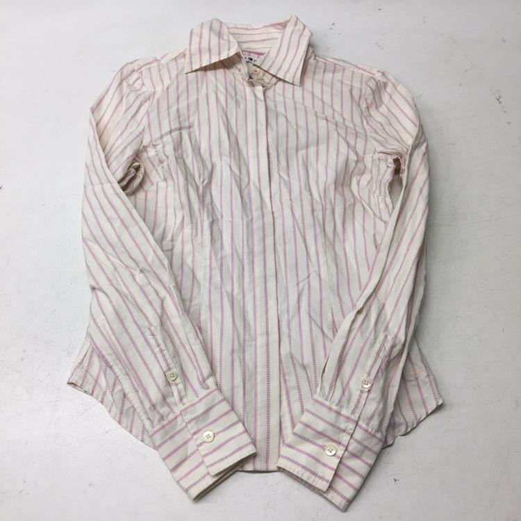  free shipping *TOMMY HILFIGER Tommy Hilfiger * long sleeve shirt stripe shirt * lady's size 4 #40530sj152