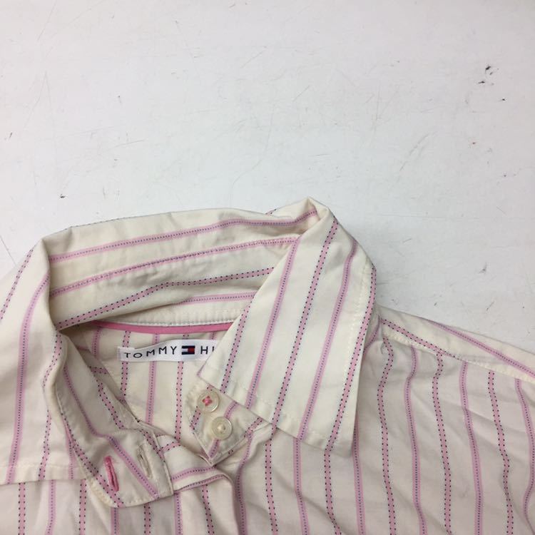  free shipping *TOMMY HILFIGER Tommy Hilfiger * long sleeve shirt stripe shirt * lady's size 4 #40530sj152