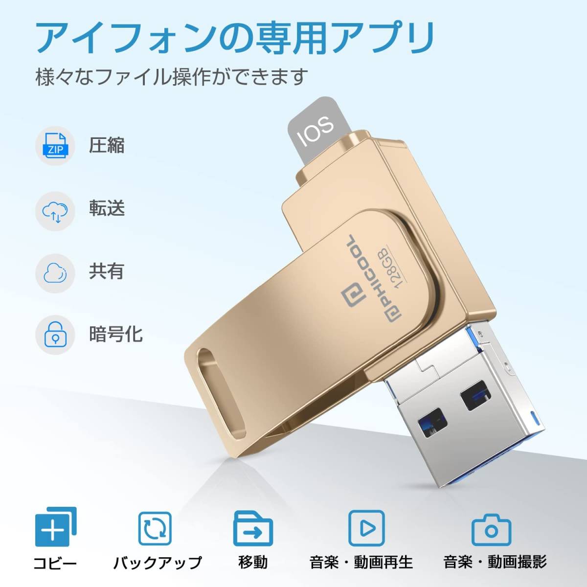 USBメモリ ４in1 高速 USB3.0 usb メモリー 128GB USB/Type-C/micro usb フラッシュドライブ パスワード保護 小型 回転式 亜鉛合金ボディ
