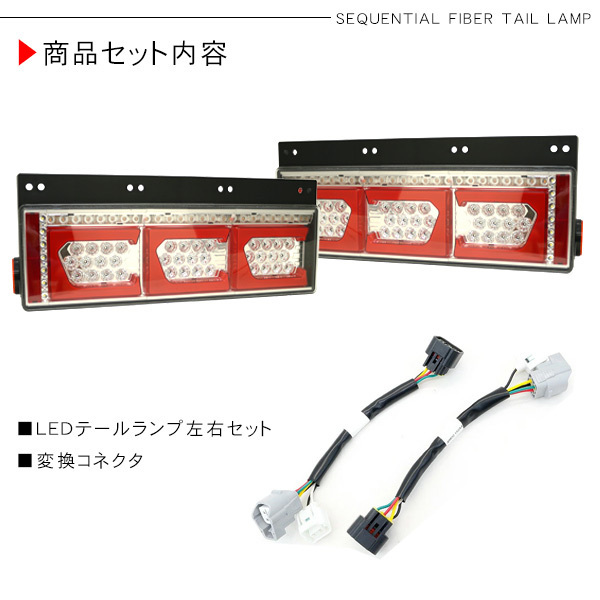 07エルフ シーケンシャル ファイバー LED テールランプ 左右セット Ver2 Eマーク取得 3連 角型 カスタム 12V/24V 流れる_画像9