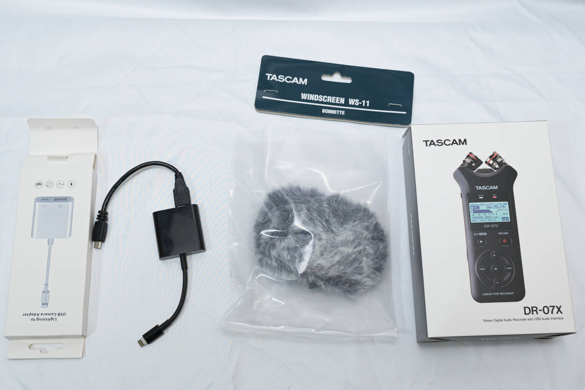 【美品】TASCAM オーディオIF搭載 ステレオ リニアPCMレコーダー DR-07X + ウィンドスクリーン WS-11、他【送料無料】_画像1