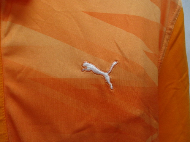 プーマゴルフ　メンズポロシャツ　メンズM　オレンジ白ポロシャツ　半袖シャツ　オレンジ白シャツ　速乾スポーツシャツ　ゴルフウェア04283_画像2