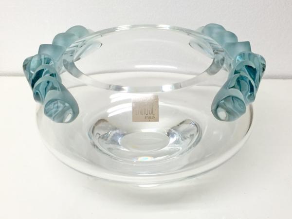 【限定特価】 クリスタル ラリック Lalique ◆ ガラス工芸 ◆ 幅300×奥行280×高さ185mm ◆ 花器 花瓶 クリスタルガラス