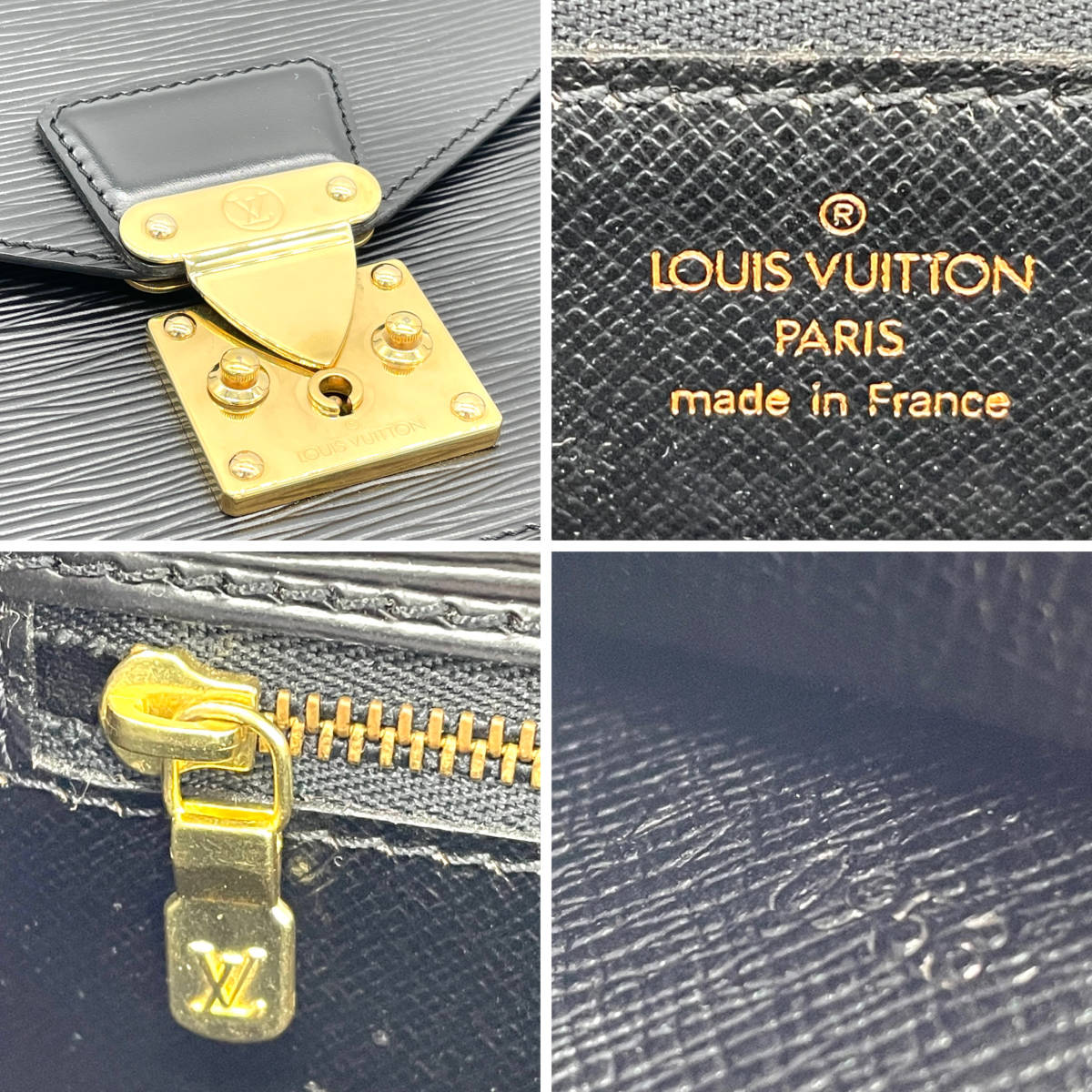 1円 美品 LOUIS VUITTON ルイヴィトン エピ ノワール モンソー ハンドバッグ ブラック 黒 ゴールド金具 ヴィンテージ M52122_画像7