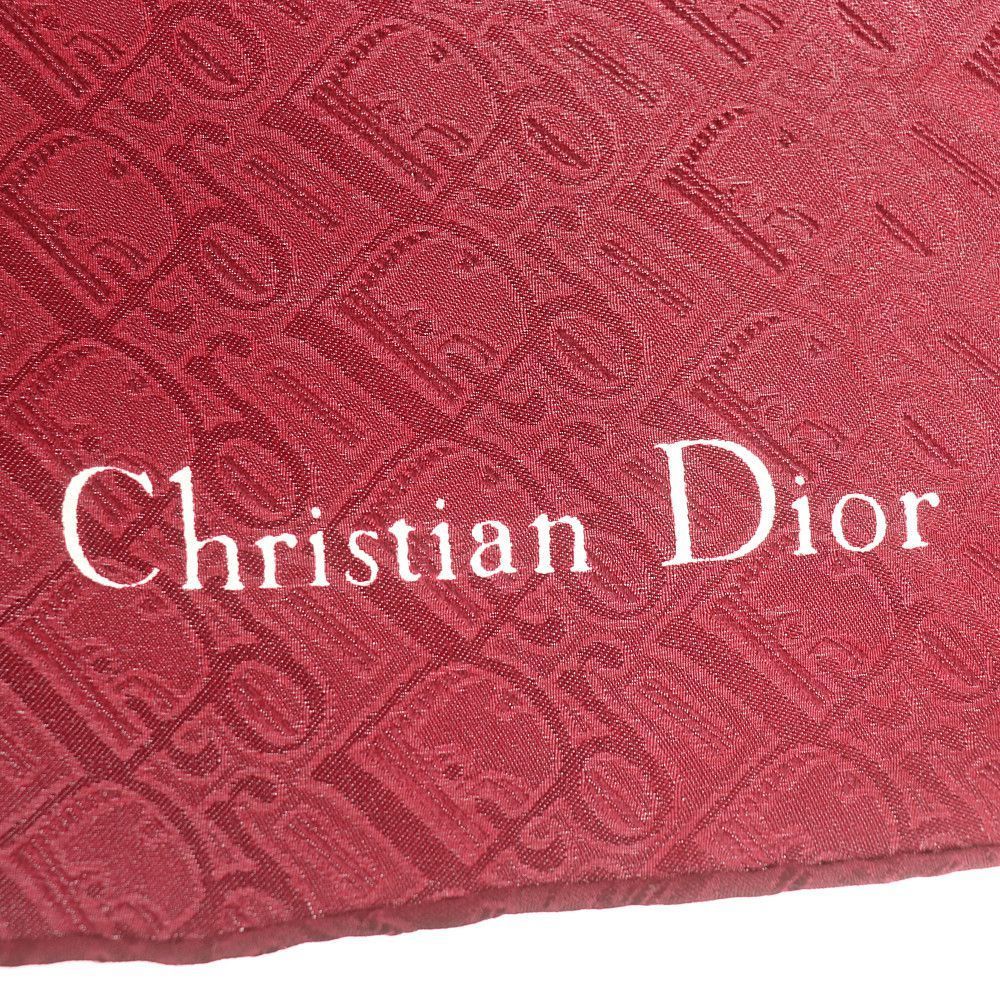 クリスチャンディオール Christian Dior スカーフ ロゴ 柄 レッド シルク100% 中古AB 259312_画像3