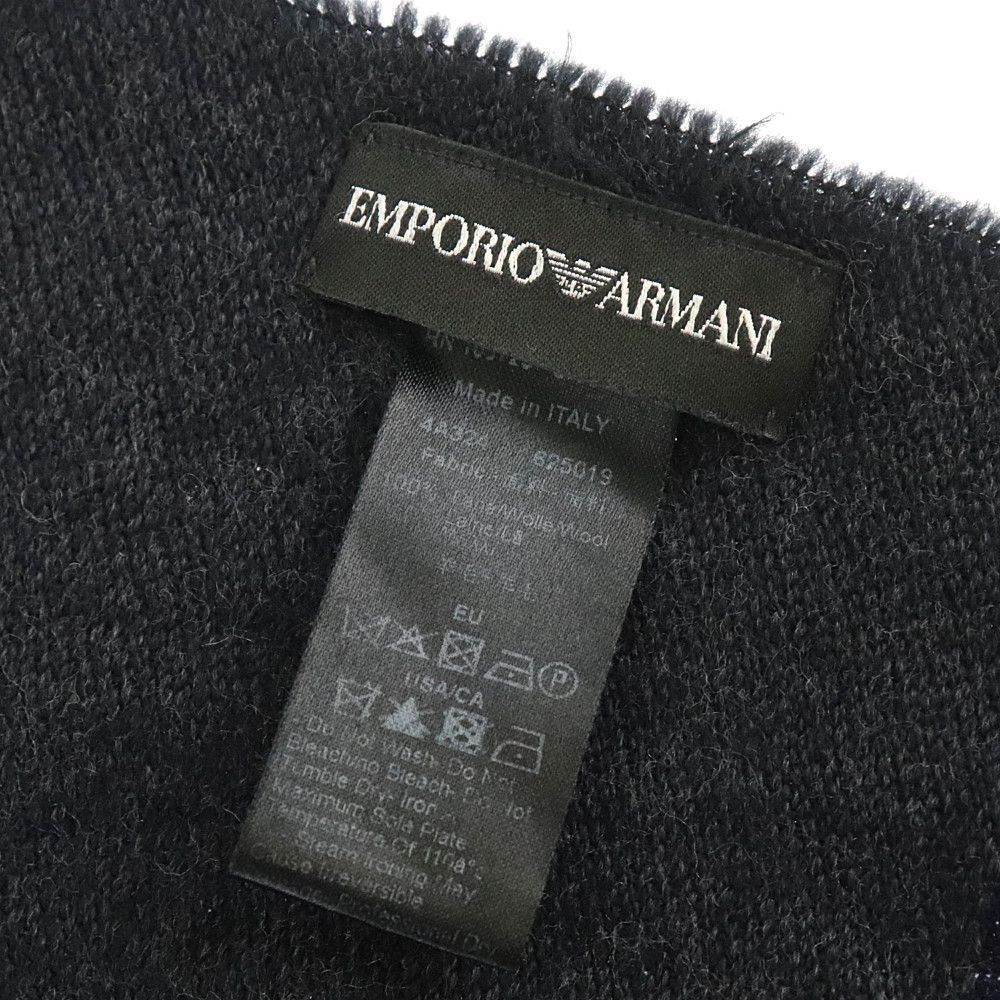 エンポリオ アルマーニ EMPORIO ARMANI マフラー ウール100％ ネイビー 中古B 263832_画像3