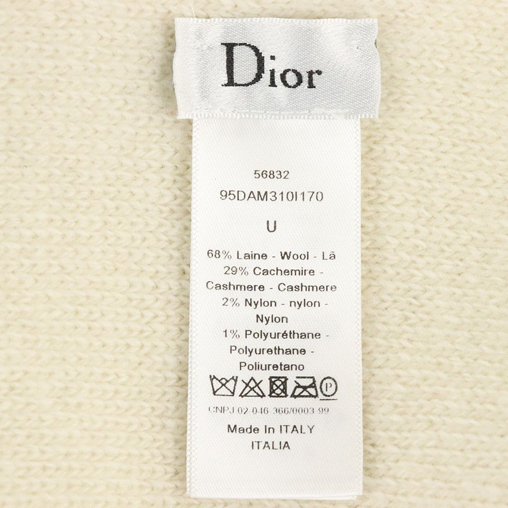クリスチャン ディオール Christian Dior マフラー J'ADIOR ロゴ ハート ホワイト レッド ウール カシミア 中古A 265121