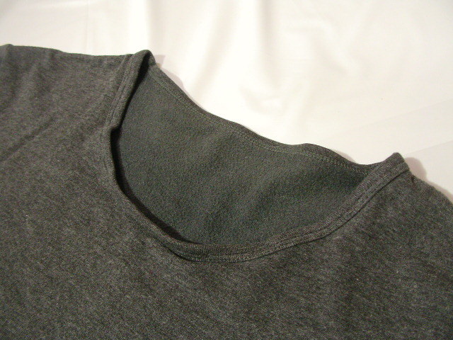 ssy4651 GU ジーユー 七分袖 カットソー Tシャツ グレー ■ 裏起毛 ■ WARM EXTRA インナー ストレッチ素材 クルーネック Mサイズ_画像2