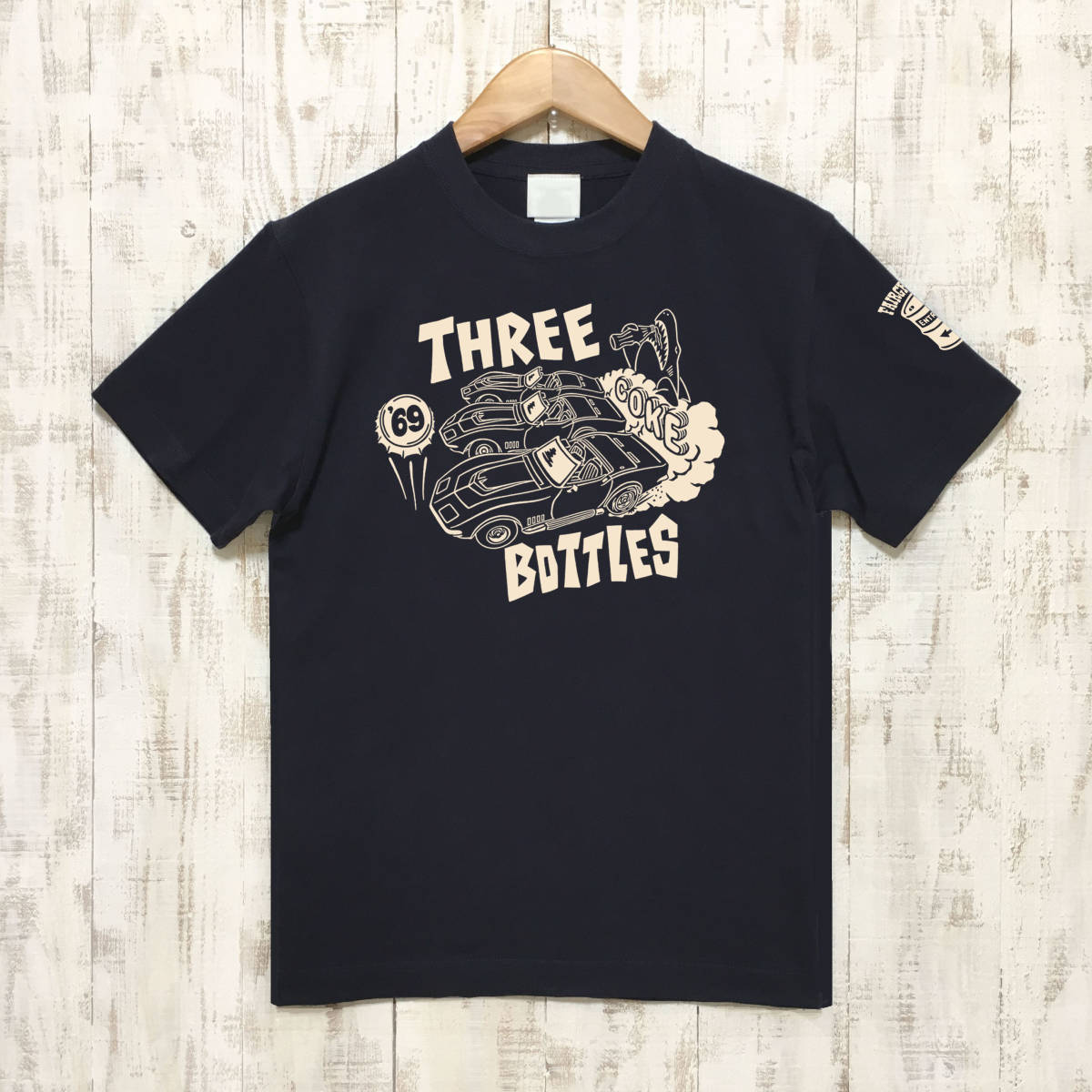 ■ 3 COKE BOTTLES Tシャツ■XLサイズ（ネイビーxナチュラル）アメ車　アメリカ　シボレー　コルベット CHEVROLET CORVETTE C3_画像1