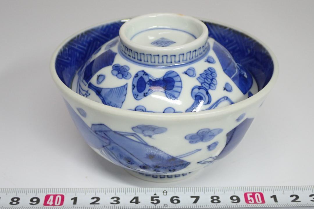 古伊万里 染付 蓋茶碗10客 蓋無木箱付 直径11.1cm s2-0511② | web