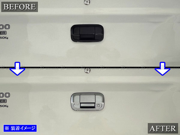 ミニキャブバン DS17V ドア ハンドル カバー リア ハッチ ノブ皿セット サテン シルバー リヤ ゲート バック トランク REA－DHC－034_画像6