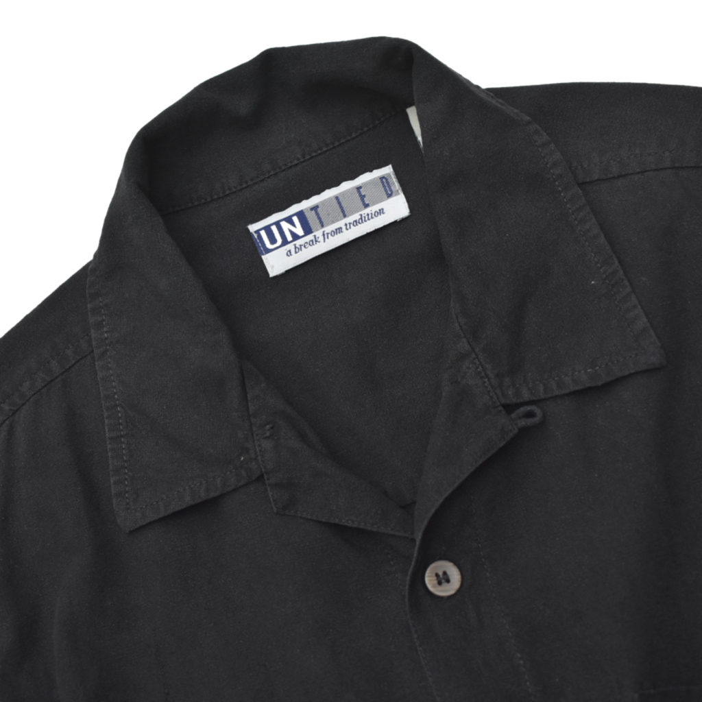 90s ビンテージ UNTIED シルク オープンカラーシャツ 黒 ブラック size.M_画像4
