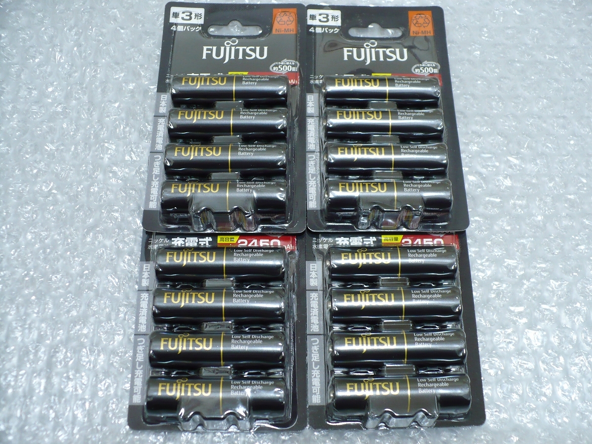 富士通 ニッケル水素充電池 高容量 単3形 2450mAh HR-3UTHC(4B)x4 計16本セット 日本製_画像1