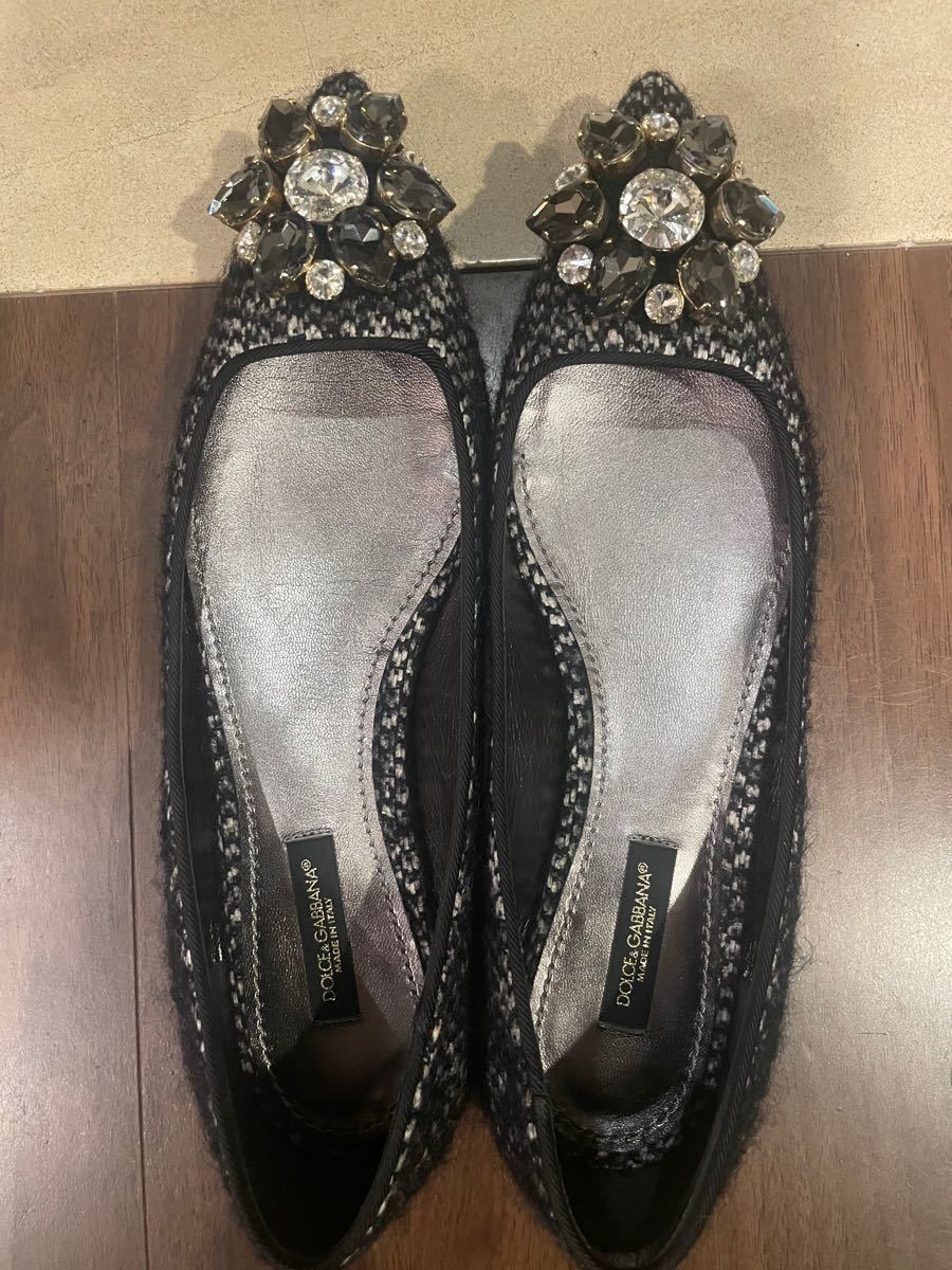 DOLCE&GABBANA ビジュー付きツイードパンプス-