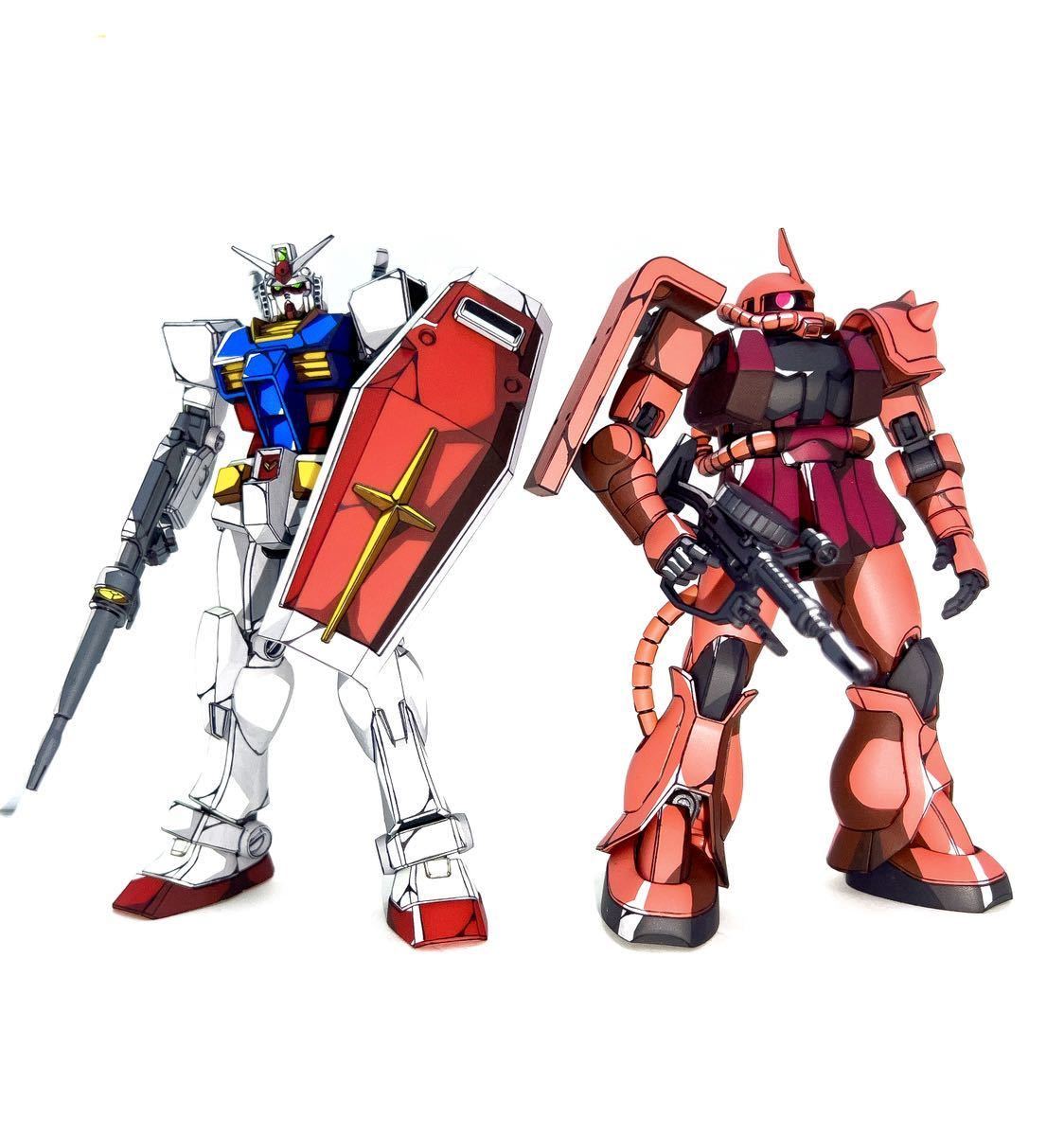 完成品 EG ガンダム HGUC シャア専用ザク 塗装済み 2体セット 完成品 EG ガンダム HGUC シャア専用ザク 塗装済み 2体セット