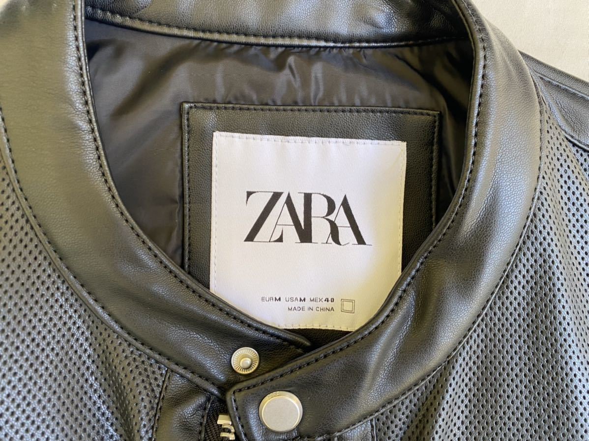 ZARA ザラ パンチングレザー ライダースジャケット黒M 新品 送料込価格