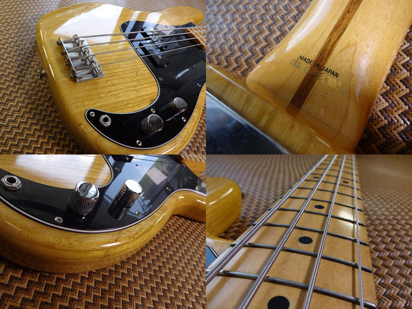 Fender Japan PB70 NAT neck small . Precision base Made in Japan 70 period tiger Logo PRECISION BASS made in Japan 