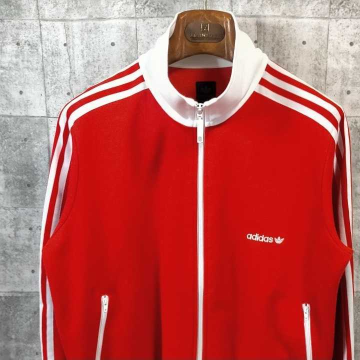 adidas バイカラー 赤 白 XL Red White レッド ホワイト ヴィンテージ トレフォイル アディダス 古着 ジャージ トラックジャケット