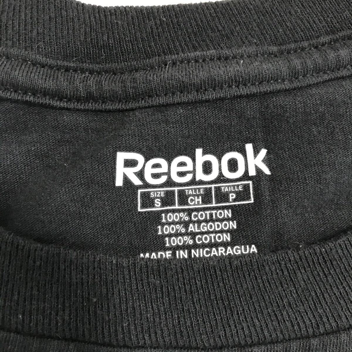 Reebok リーボック NHL ファナティックス メンズ T 黒 ゲームシャツ デカロゴ 海外サイズS M~L相当 古着 