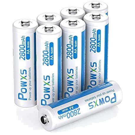 単3電池8本 POWXS 単三電池 充電式 ニッケル水素電池 2800mAh 約1500回使用可能 ケース2個付き 8本入り 低自己放電 液漏れ防止_画像1