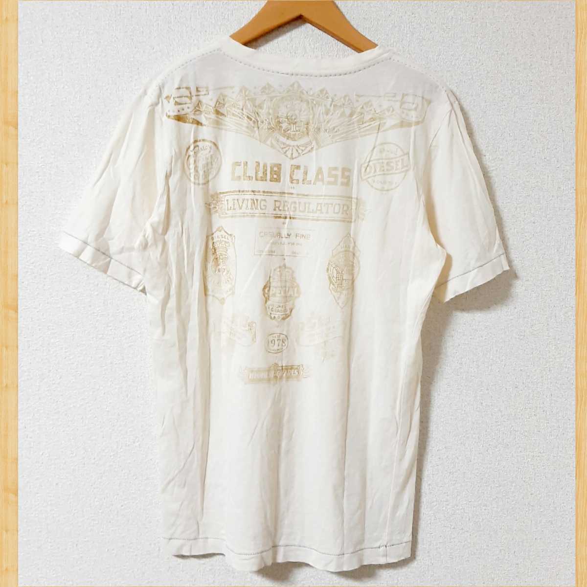 DIESEL ディーゼル Tシャツ S 刺繍 クリーム_画像5