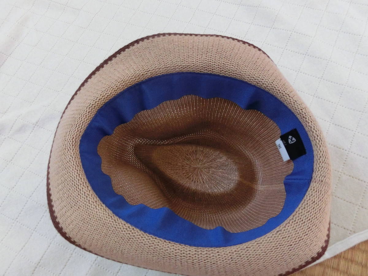 タケオキクチ TK MIXPICE ハット 帽子 ソフト帽 中折れ ベージュ ブルー メンズ 綿帽子 サイズ58cm キクチタケオ _画像5