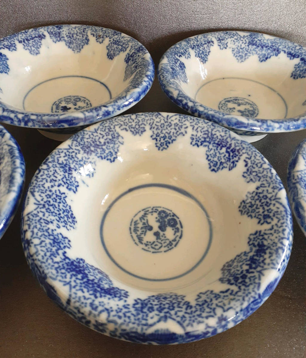 明治時代 印判手 銅版転写 花の図 広口 小鉢 5客 | www.gncmkt.ac.in