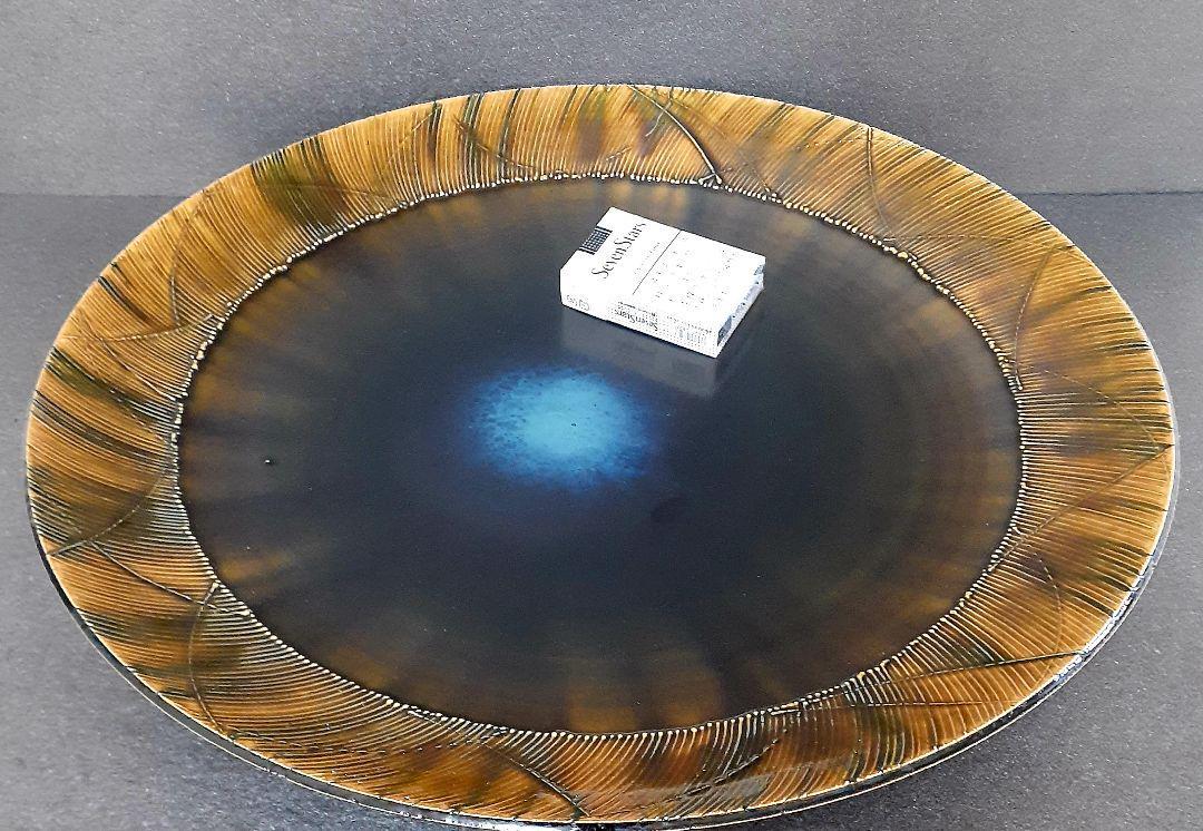 日本工芸会正会員 白山窯【山田正和】造 織部結晶釉 径49.4cm 特大 日本工芸会正会員 白山窯【山田正和】造 織部結晶釉 径49.4cm 特大
