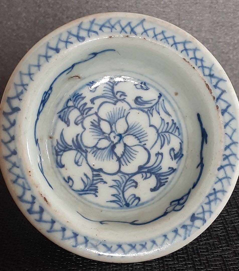 中国古美術 中国古陶磁器 古玩 明朝 明代 青華 古染付 花文様 台皿