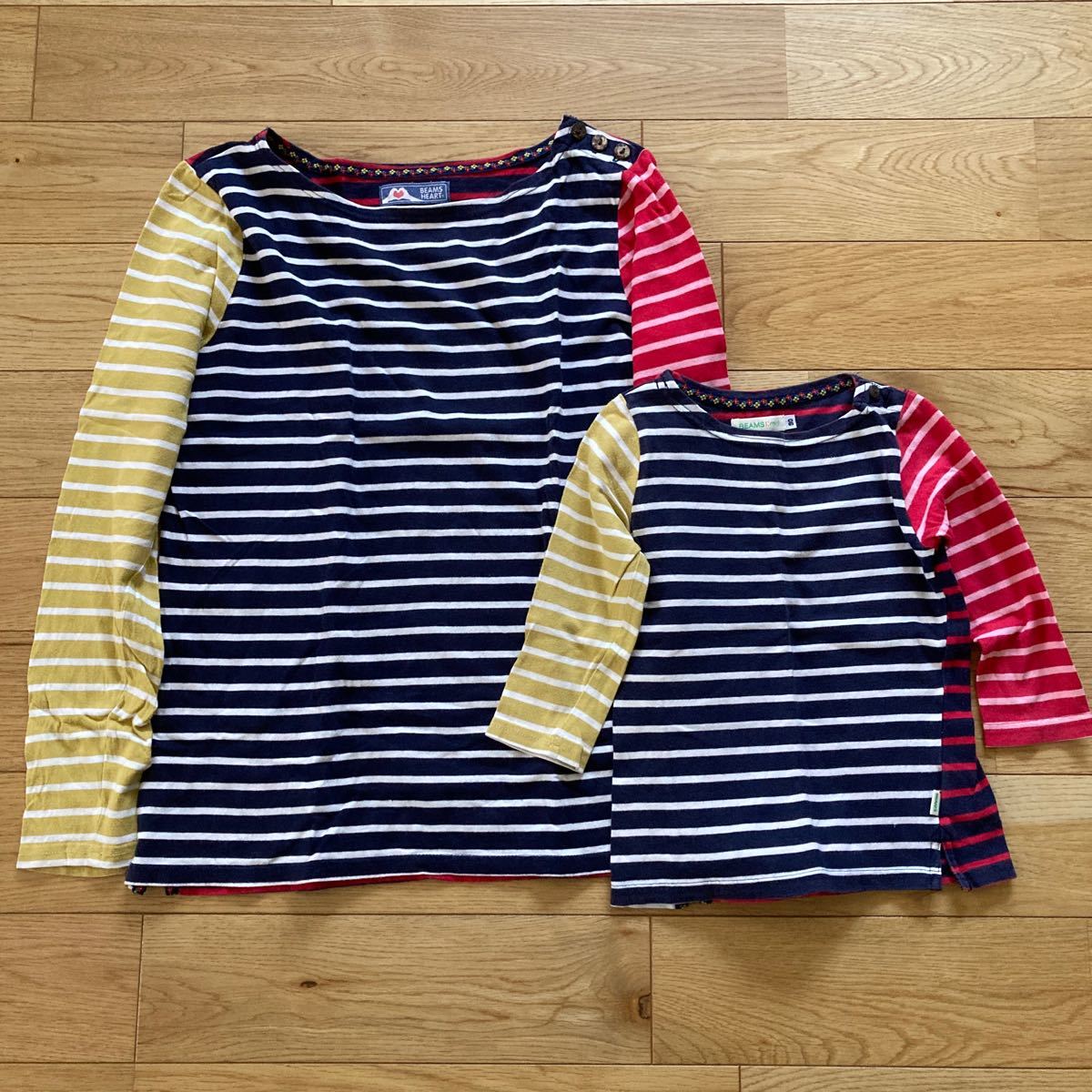 BEAMS HEART  ボーダーカットソー ボーダーTシャツ 長袖　親子コーデ　 mini ビームス　カラフル　マルチ　90