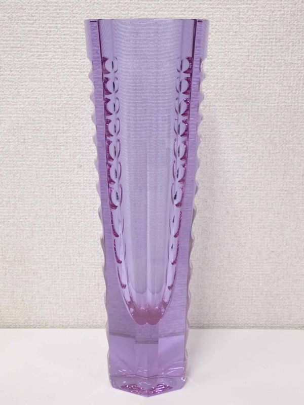 豊20CDZ/1A〇Moser モーゼル フラワーベース 薄紫色 花瓶 工芸ガラス〇_画像1