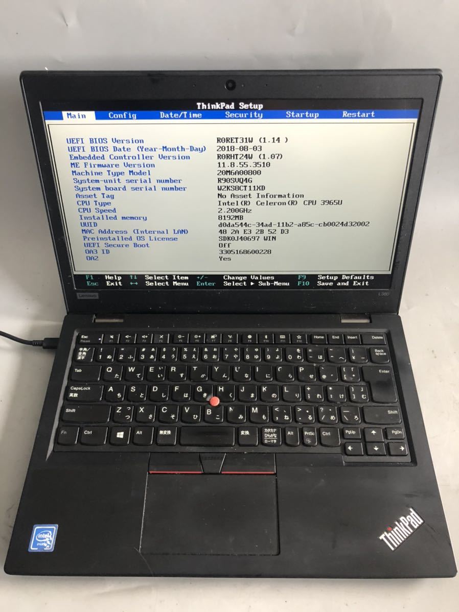 新色追加！ JXJK702【ジャンク】Lenovo ThinkPad L380/Intel Celeron 3965U 2.20GHz/  メモリ:8GB /SDD: なし/ 動作未確認/BIOS確認済 - 最適な価格 - ufrspb.ci