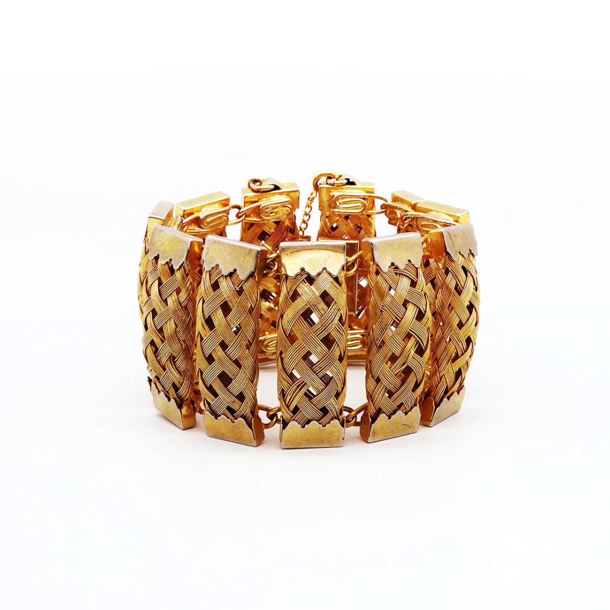★60s USA vintage gold braided bracelet