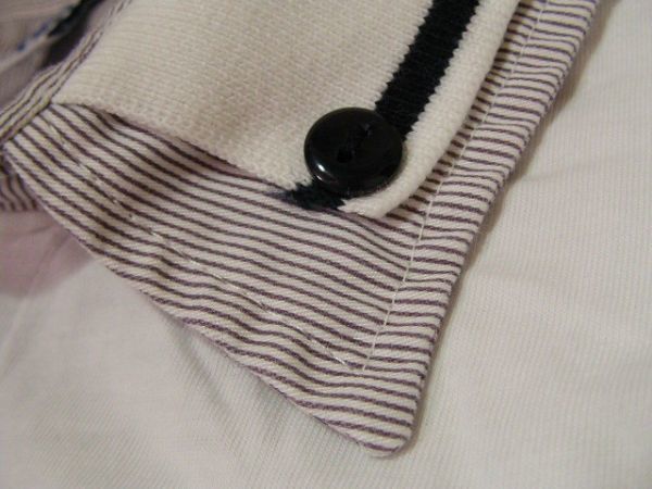 ssy1856 NAVY LINE メンズ 半袖 ポロシャツ ホワイト ■ 二重襟 ■ カジュアルシャツ コットン100% Mサイズ_画像4