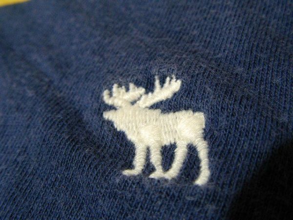 ssy3267 Abercrombie & Fitch アバクロ メンズ 半袖 ポロシャツ ■ 胸にワンポイント刺繍 ■ ボーダー柄 ビンテージ Lサイズ_画像3