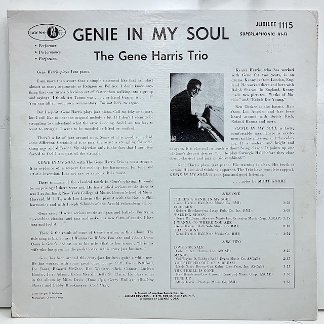 ●即決LP Gene Harris / Genie in my Soul 33150 米盤、マルチDg Mono _画像4