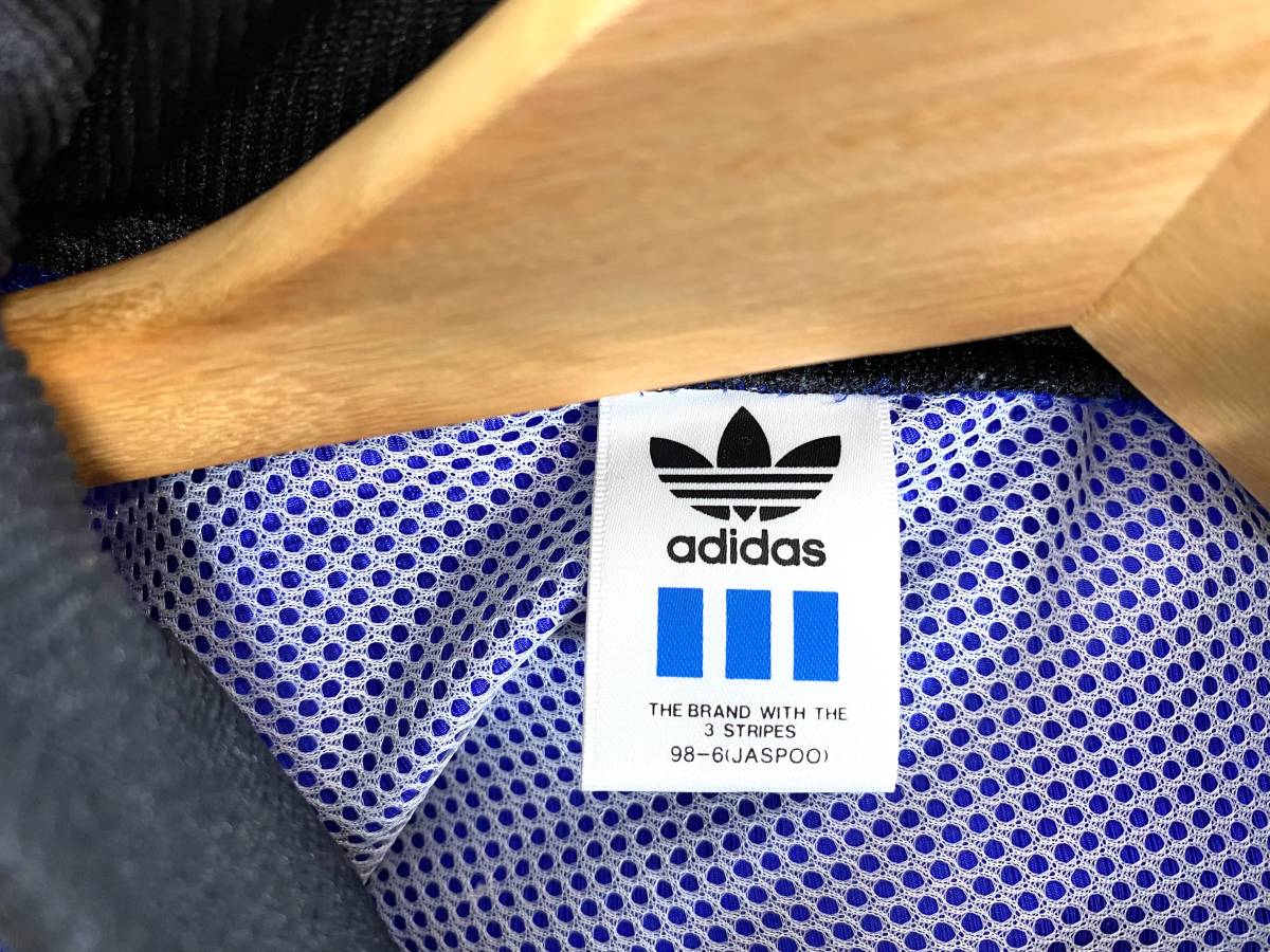 adidas ナイロン トラック ジャケット O ジャージ 青 ブルー スリーストライプ トレフォイル オールド ASR-8552 デサント 80's アディダス_画像5