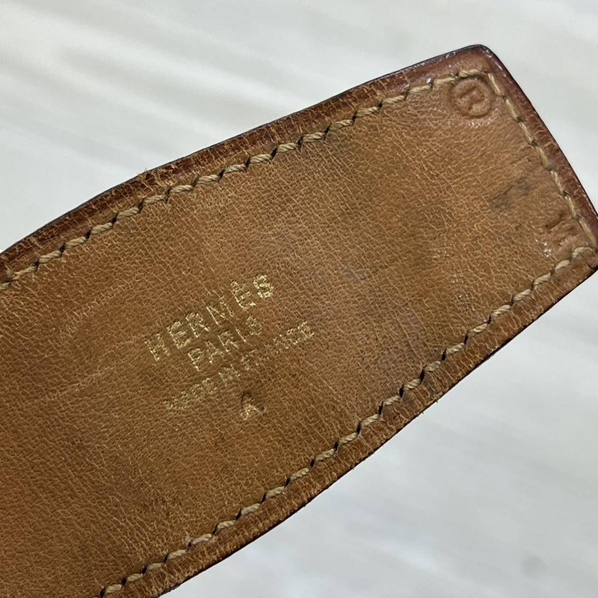 高級 HERMES エルメス 〇R刻印 クロコダイル ポロサス ゴールドバックル 本革 エキゾチックレザー ベルト メンズ