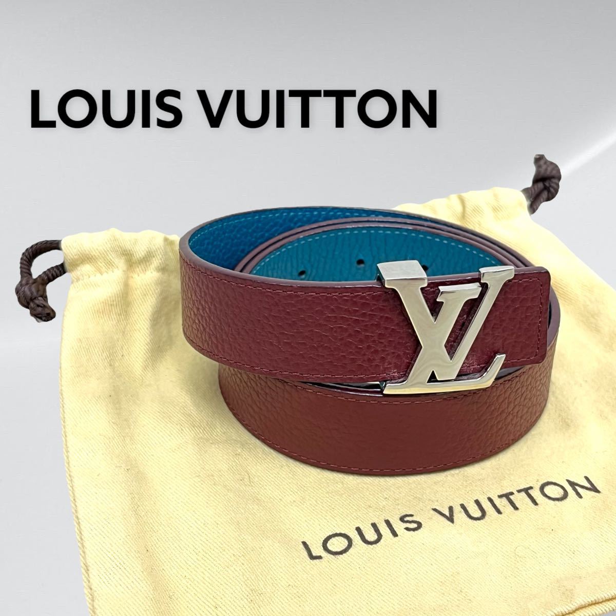 保存袋付き LOUIS VUITTON ルイヴィトン サンチュール・LV イニシャル 30MM トリヨンレザー リバーシブル ベルト M9523 