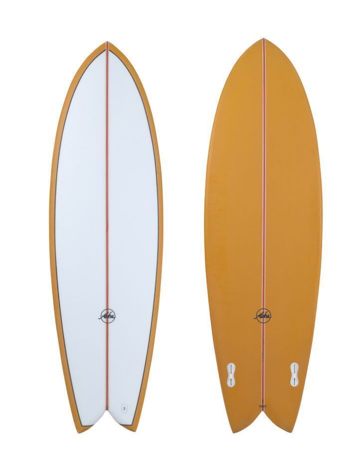 [宅送] TWIN KEEL SURFBOARDS 在庫処分スーパーセール！新品！未使用！大特価！2022モデル　ALOHA PU FCS2 33.09L 5’9” MUSTARD 5.8フィート～