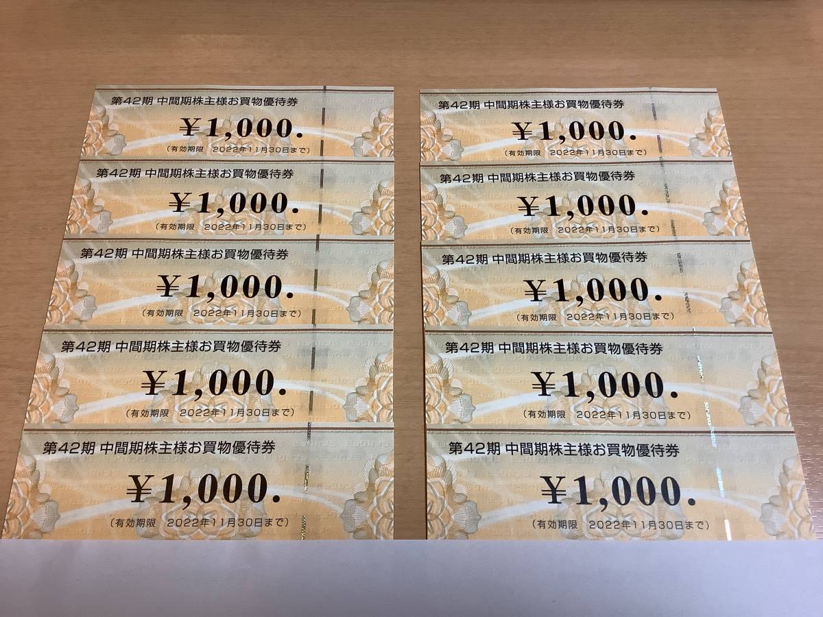 ビックカメラ　株主優待券　10000円分　1000円券×10枚　2022年11月30日まで_画像1