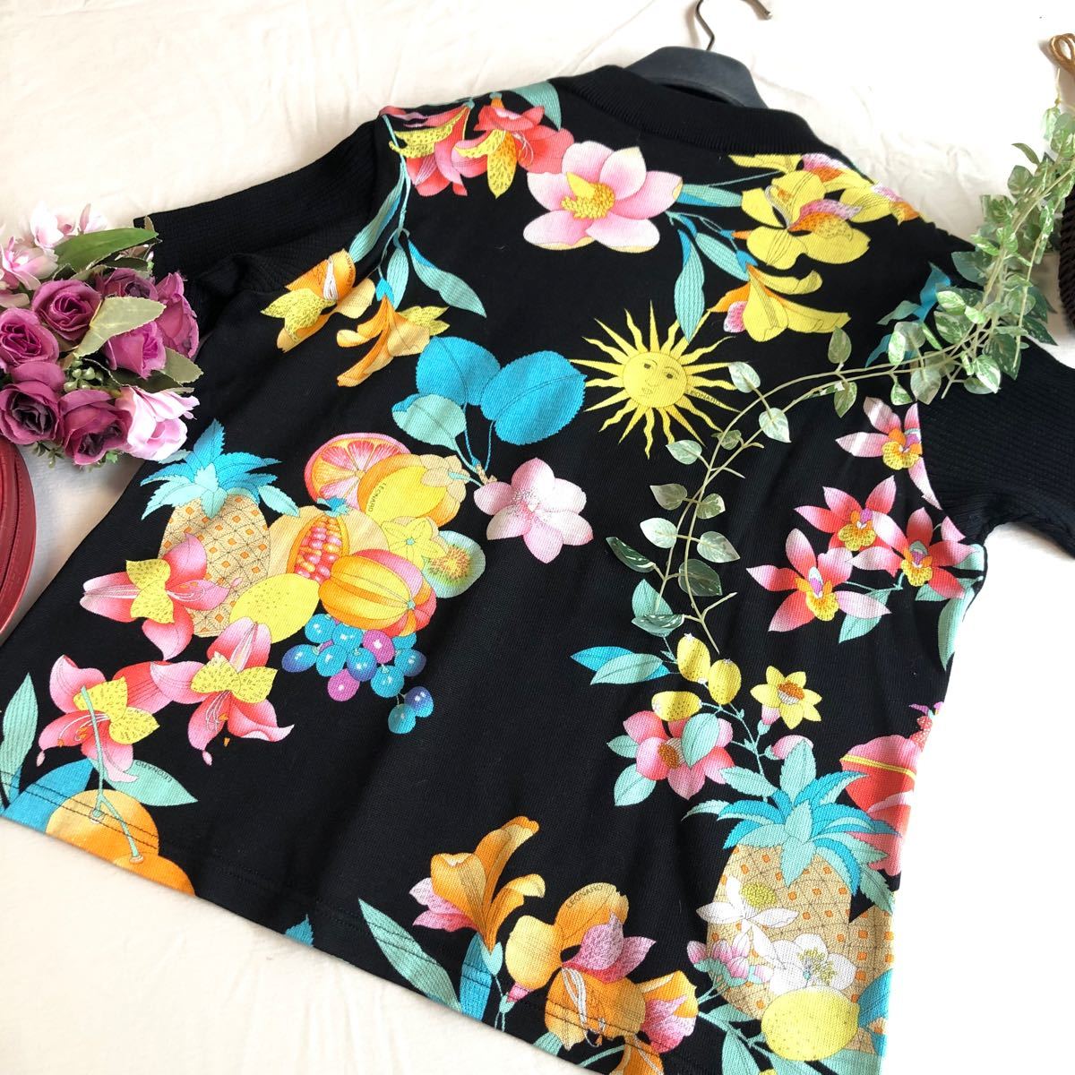極美品 LEONARD SPORT カットソー お花×フルーツ レオナール L