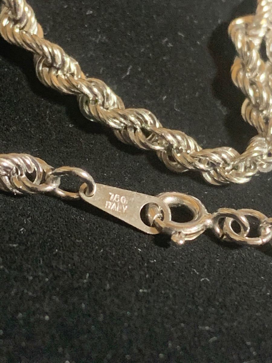 750 刻印 18金 ホワイトゴールド スクリュー デザイン チェーン 鎖