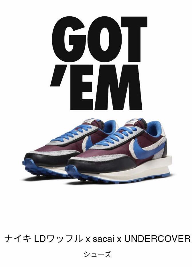 第1位獲得!】 NIKESACAIUNDERCOVER Maroon Night WAFFLE LD 26.5cm