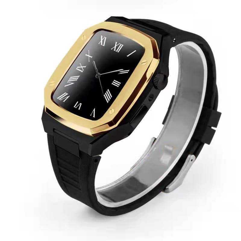 44mm 銀青 apple watch メタル ラバーバンド カスタム 金属 ラウンド